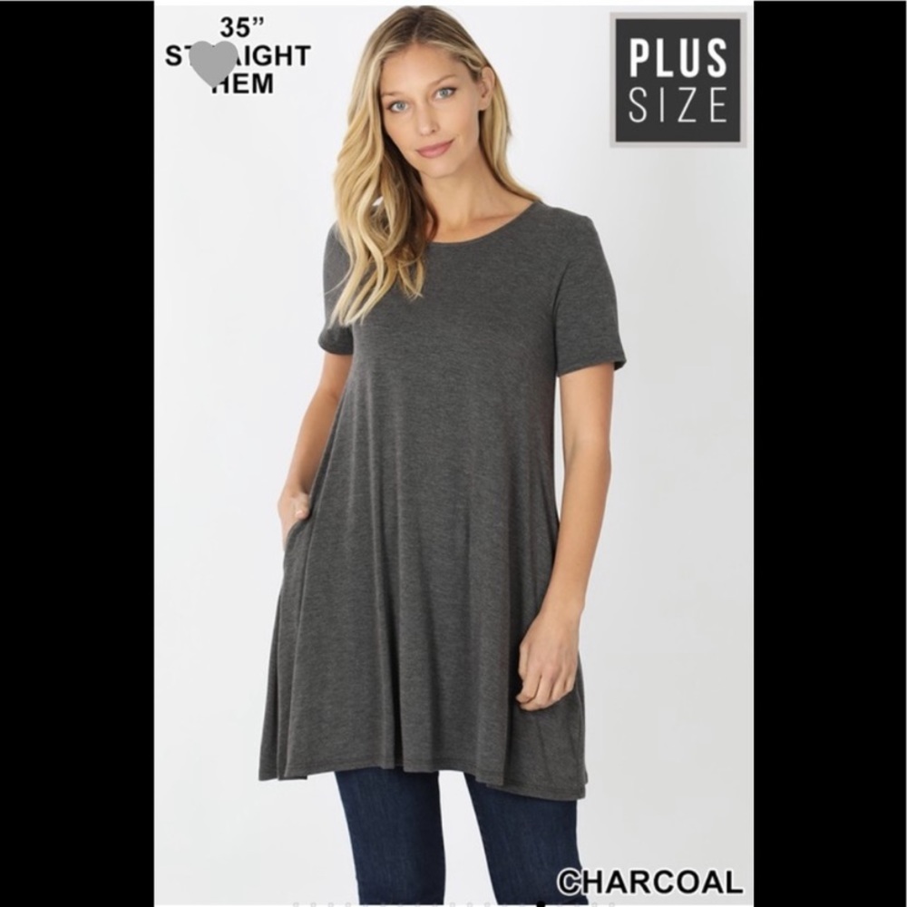 Super Soft & Comfy PLUS Size Grey Tunic Top 2X 3X